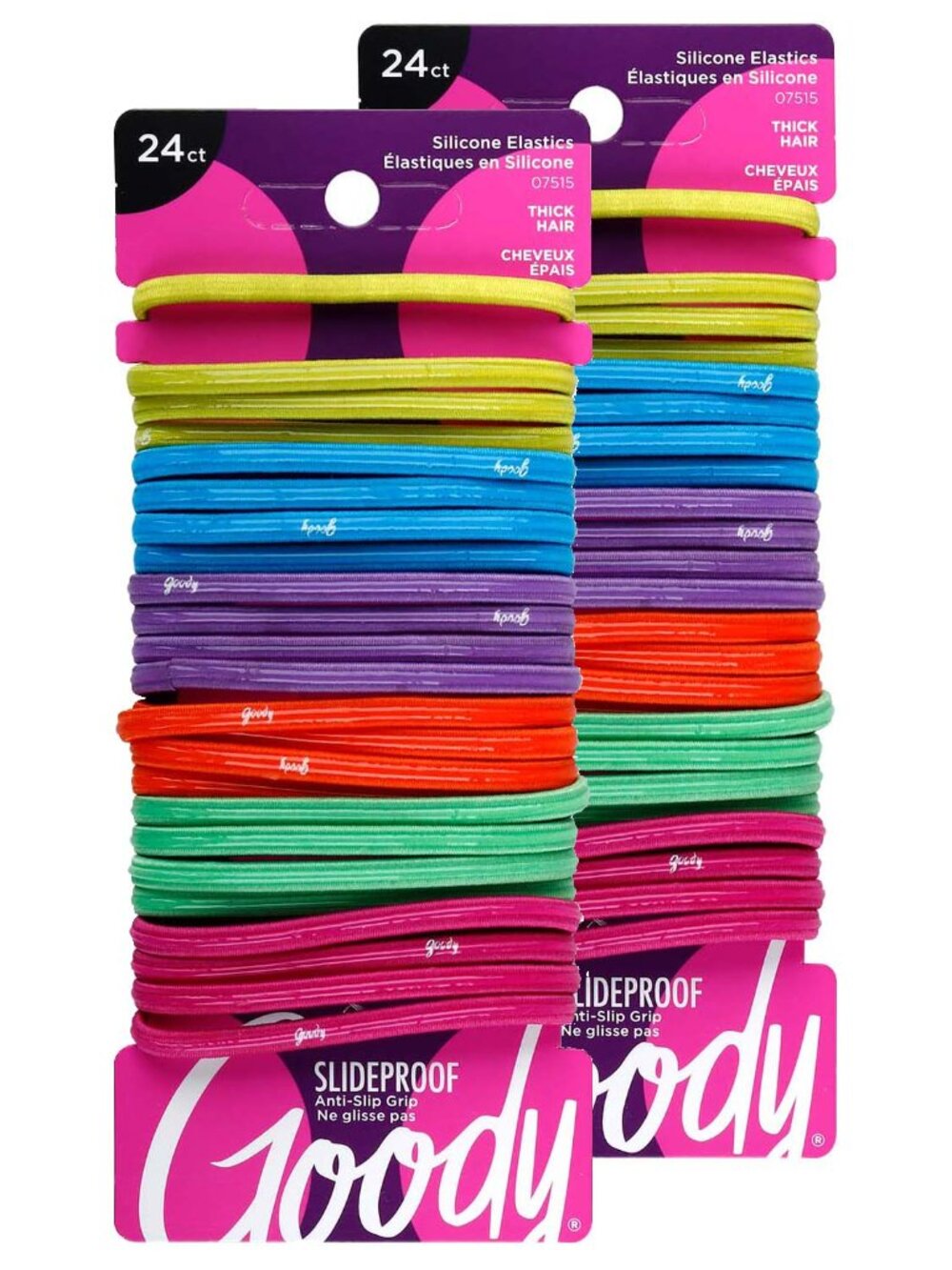 GOODY Elastics Hair Ties - Slideproof Silicone Anti-Slip Grip, (THICK HAIR 2-PK)